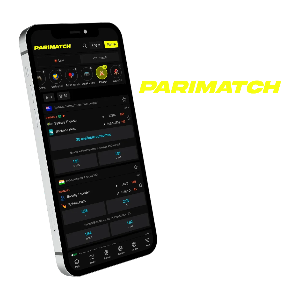 Parimatch mobile website running in iOS Safari browser showing real CAD interface