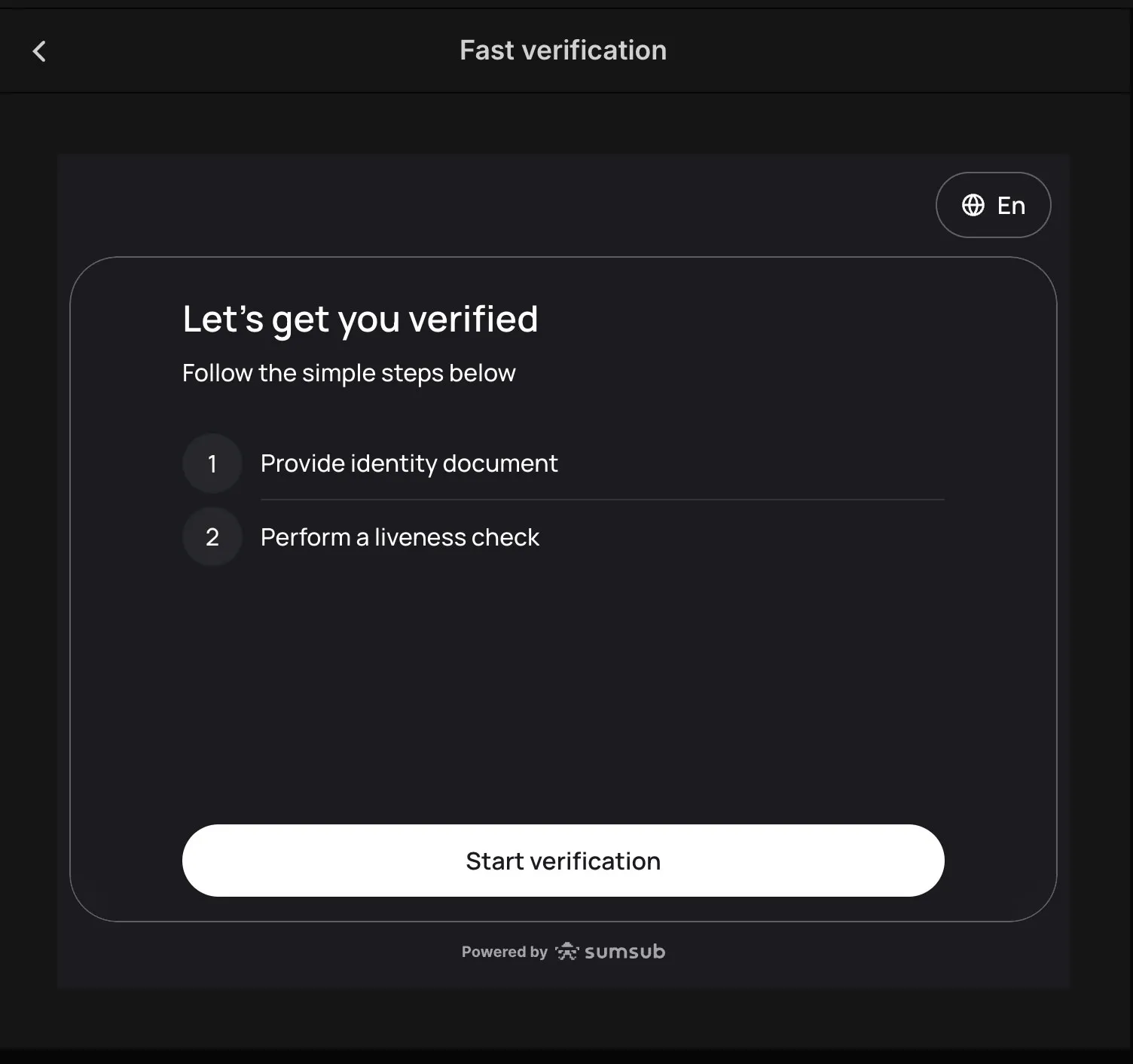 Let's get you verified checklist — document and liveness check